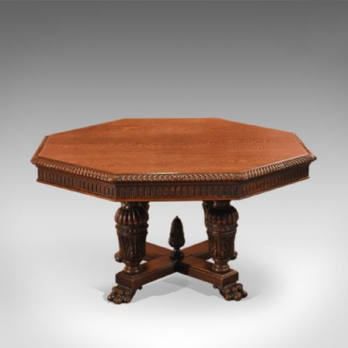Antique Centre Table, Victorian Dining, Oak C.1850