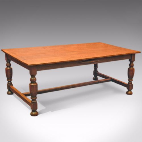 Large Antique Kitchen Table, Victorian Dining Oak C.1900