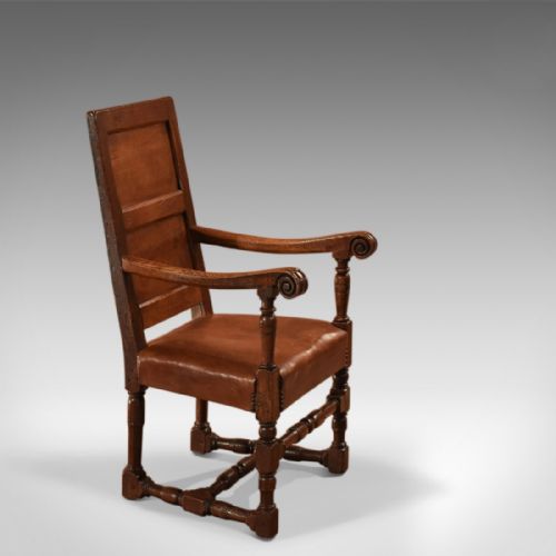 fig 2. C18th and Later Pair of Similar Panel Back Antique Armchairs
