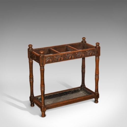Antique Stick Stand, Late Victorian Oak C.1890