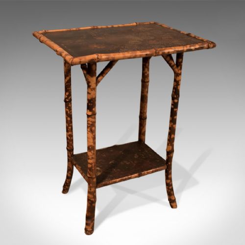 Antique Side Lamp Table Two Tier Bamboo 19th Century Oriental Victorian C1900