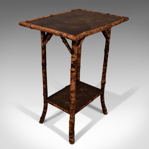 fig 1. Antique Side Lamp Table Two Tier Bamboo 19th Century Oriental Victorian c1900