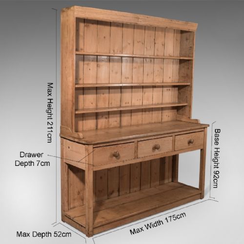 fig 1. Antique Pine Large English Victorian Country Kitchen Dresser Plate Rack c1890