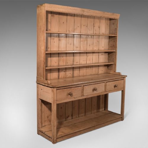 fig 2. Antique Pine Large English Victorian Country Kitchen Dresser Plate Rack c1890