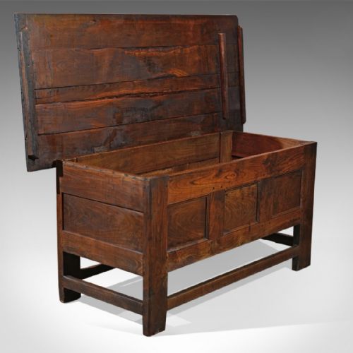 fig 1. Antique Coffer, 18th Century French Oak Trunk