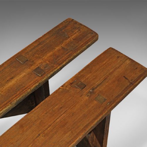 fig 3. Pair of Antique Benches, Victorian, Pine c.1900