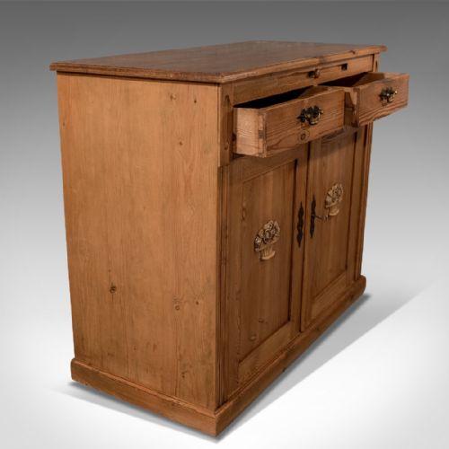fig 2. Antique French Pine Cabinet Cupboard - With Slide - c1900