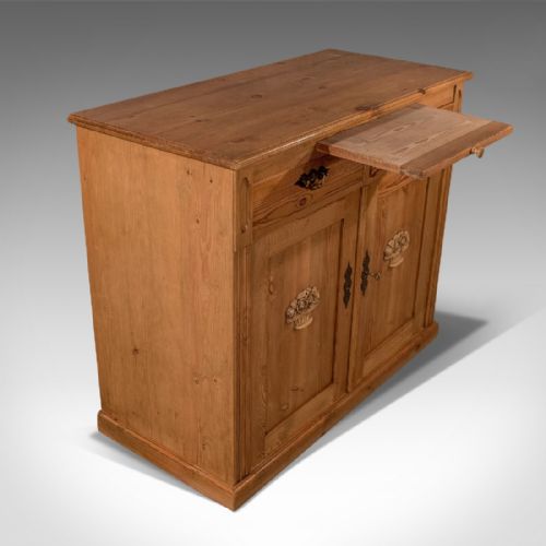 fig 4. Antique French Pine Cabinet Cupboard - With Slide - c1900