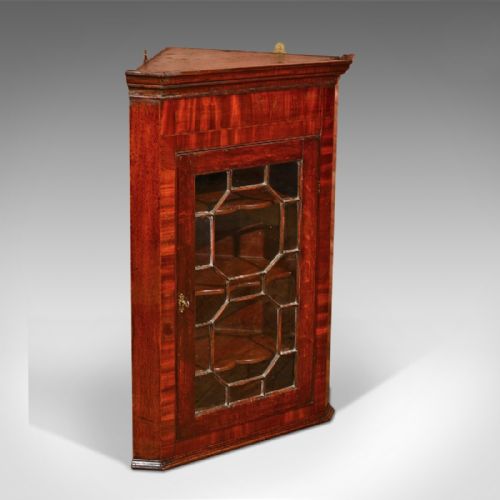 Georgian Glazed Antique Corner Cabinet, C.1800