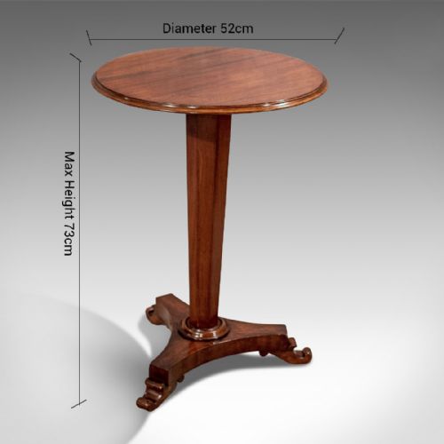 fig 1. Antique English Regency Quality Mahogany Wine Lamp Tripod Table c1830