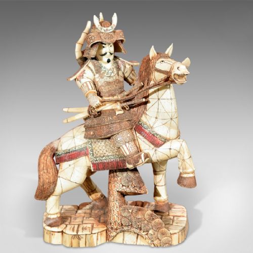 fig 1. Japanese Bone Carved Antique Okimono Samurai Warrior