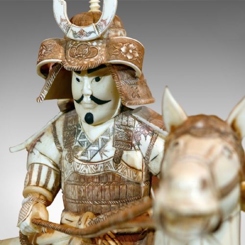 fig 2. Japanese Bone Carved Antique Okimono Samurai Warrior