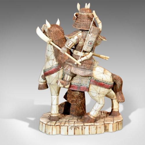 fig 3. Japanese Bone Carved Antique Okimono Samurai Warrior