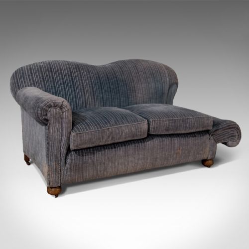 Antique Victorian Chesterfield Sofa Drop Arm Settee Quality Blue 2 Seater C1900