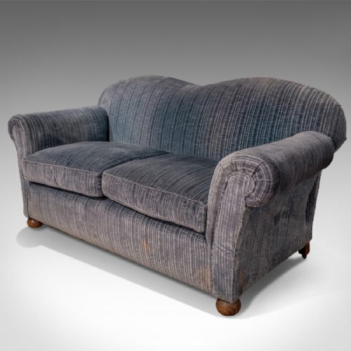 fig 2. Antique Victorian Chesterfield Sofa Drop Arm Settee Quality Blue 2 Seater c1900