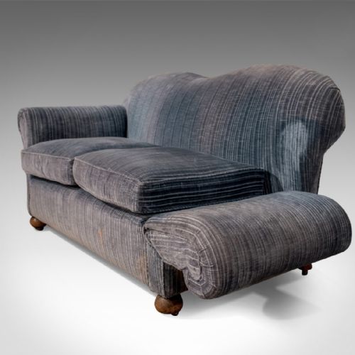 fig 5. Antique Victorian Chesterfield Sofa Drop Arm Settee Quality Blue 2 Seater c1900
