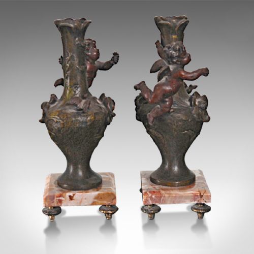 fig 1. Antique Pair of Candlesticks Vases, Victorian c.1870