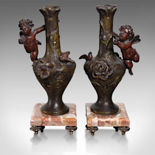fig 2. Antique Pair of Candlesticks Vases, Victorian c.1870