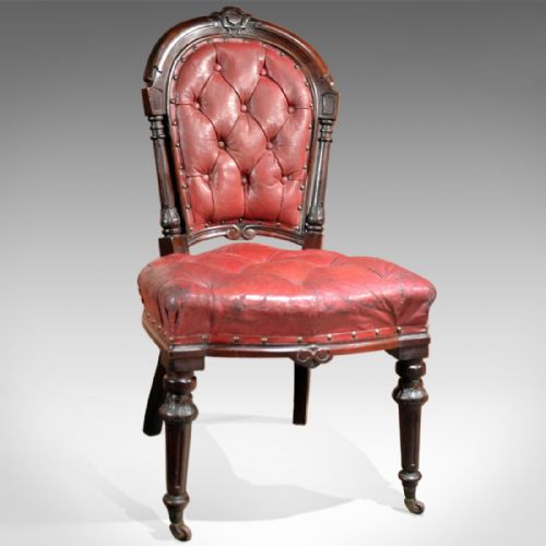 Regency Red Leather Antique Library Chair, C.1830