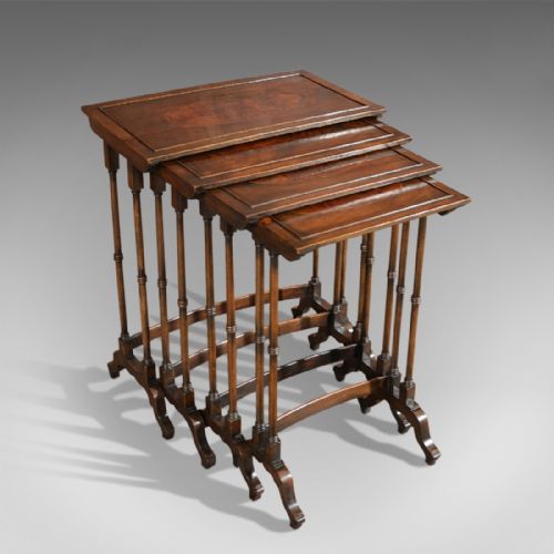 Antique Nest of Tables, Walnut, Late Victorian 4 Tables