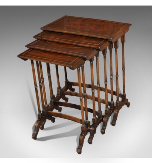 fig 1. Antique Nest of Tables, Walnut, Late Victorian 4 Tables