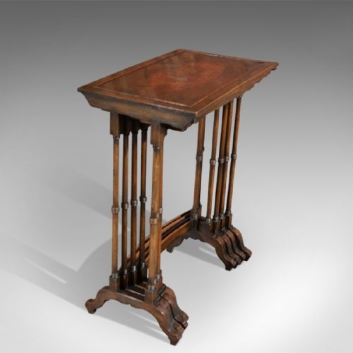 fig 2. Antique Nest of Tables, Walnut, Late Victorian 4 Tables