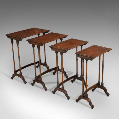 fig 3. Antique Nest of Tables, Walnut, Late Victorian 4 Tables