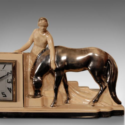 fig 4. Art Deco Clock and Garnitures, French Odyv Timepiece, Working with Alarm