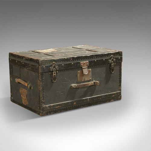 fig 1. Antique Swiss Military Officer's Trunk, Chest, Original Labels, c.1900