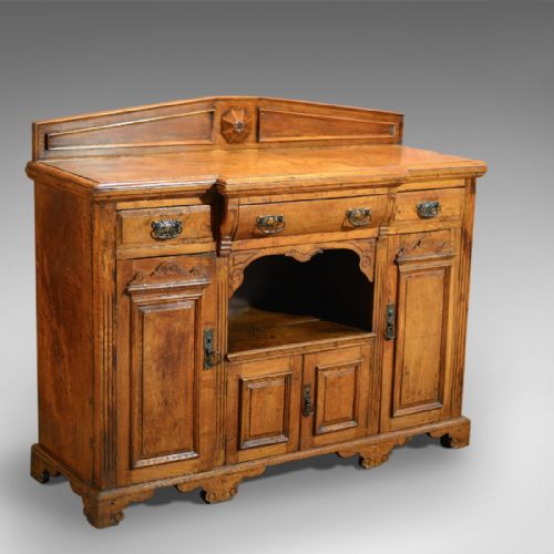 Antique Breakfront Sideboard, Victorian Buffet Cupboard