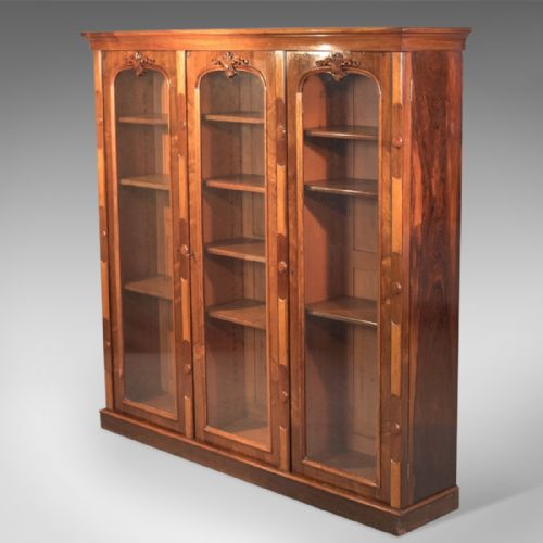Antique Bookcase, Regency Rosewood Glazed Cabinet, C.1830