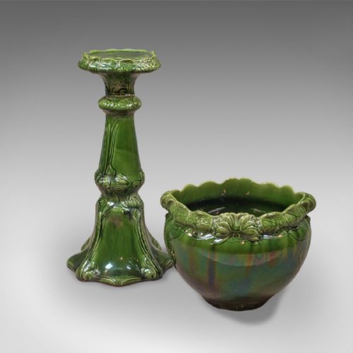 fig 1. Antique Jardiniere, Victorian Majolica Plant Stand