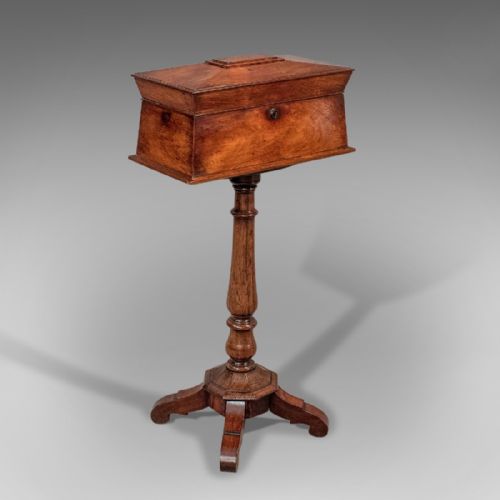 Antique English Regency Tea Poy Caddy on Stand Fine Rosewood C1820