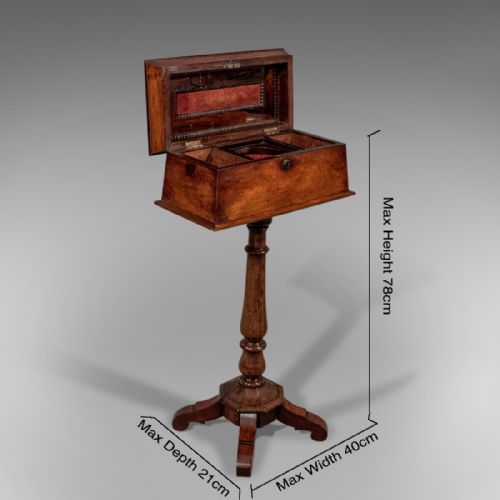 fig 1. Antique English Regency Tea Poy Caddy on Stand Fine Rosewood c1820