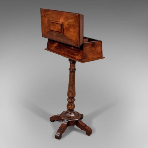 fig 2. Antique English Regency Tea Poy Caddy on Stand Fine Rosewood c1820
