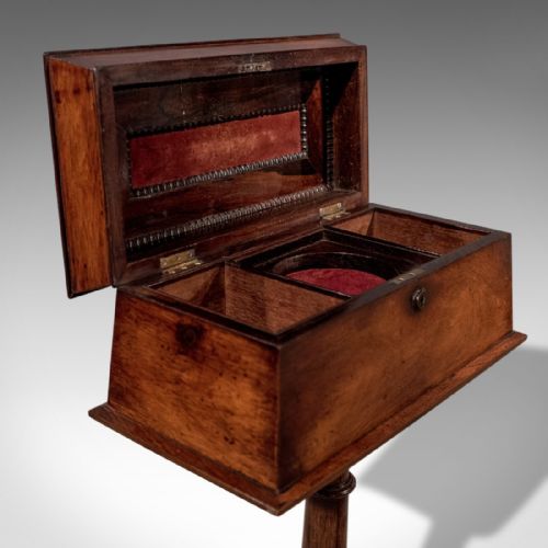 fig 4. Antique English Regency Tea Poy Caddy on Stand Fine Rosewood c1820