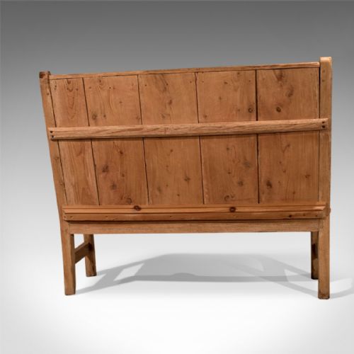 fig 2. Antique Victorian Pine Settle Hall Bench Tavern Country Pew c1880