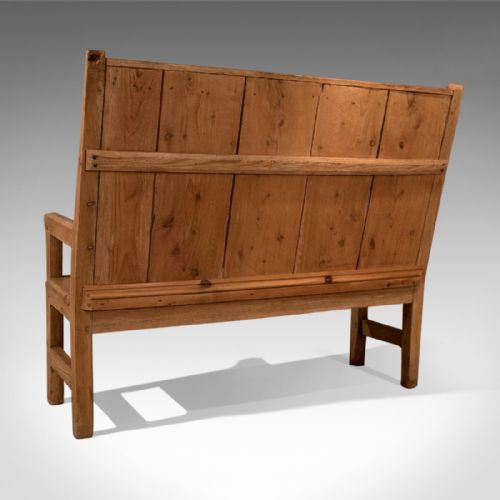 fig 3. Antique Victorian Pine Settle Hall Bench Tavern Country Pew c1880