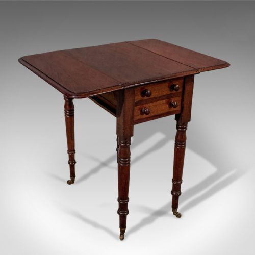 Antique English Regency Pembroke Worktable Side Lamp Table Mahogany C1820