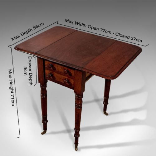 fig 1. Antique English Regency Pembroke Worktable Side Lamp Table Mahogany c1820