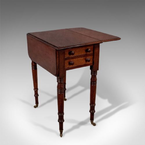 fig 4. Antique English Regency Pembroke Worktable Side Lamp Table Mahogany c1820