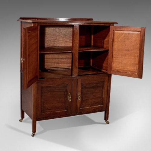 fig 2. Antique English Edwardian Cabinet Storage Cupboard 3' Wide - In Mahogany c1910
