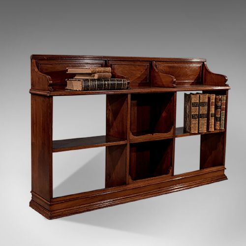 Antique Walnut Bookcase Display Shelves 30" X 49" English Edwardian C1910