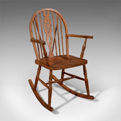 Antique Windsor Rocking Wheel Back Country Chair Edwardian C1910