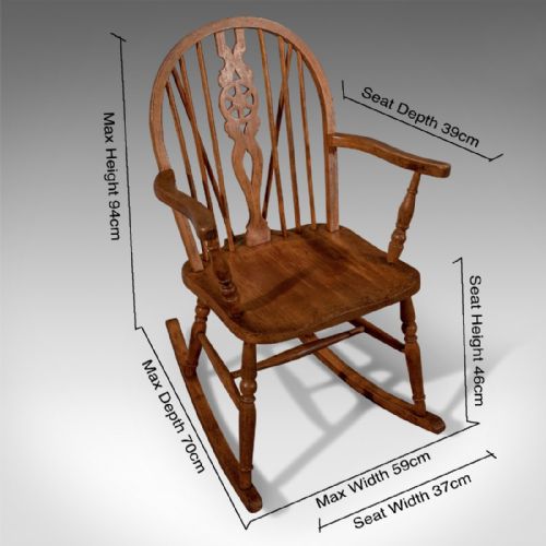 fig 1. Antique Windsor Rocking Wheel back Country Chair Edwardian c1910