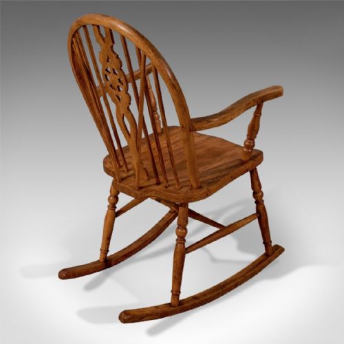 fig 3. Antique Windsor Rocking Wheel back Country Chair Edwardian c1910