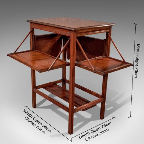fig 1. Antique Edwardian Butlers Serving Tea Table English Walnut c1910