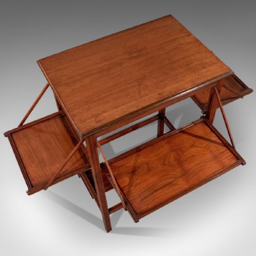 fig 2. Antique Edwardian Butlers Serving Tea Table English Walnut c1910