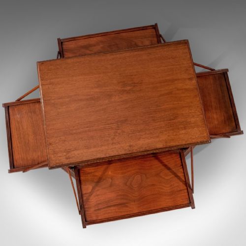 fig 3. Antique Edwardian Butlers Serving Tea Table English Walnut c1910