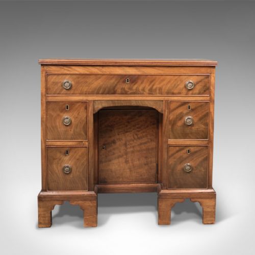 fig 1. Antique Kneehole Desk, Victorian Knee Hole c.1870